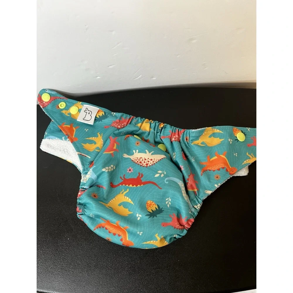 2x SuperBottoms Baby Cloth Diaper – One Size Adjustable, Reusable Dinosaur Print